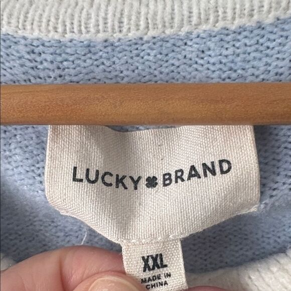 Lucky Brand Cloud Soft Rugby Polo Sweater Striped Brown Blow Collar Sz XXL - Picture 3 of 4